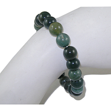 Honeyhandy Natural Moss Agate Beaded Stretch Bracelets, Round, 2 inch(5.2cm), Bead: 8mm