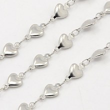 Honeyhandy 304 Stainless Steel Heart Chains, Decorative Chains, Soldered, Stainless Steel Color, 5.5x2mm