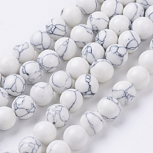 Honeyhandy Synthetic Howlite Beads Strands, Round, 8mm, about 50pcs/strand, 15.7 inch