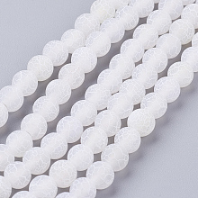 Honeyhandy Natural Crackle Agate Beads Strands, Dyed, Round, Grade A, White, 6mm, Hole: 1mm, about 63pcs/strand, 15.5