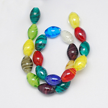 ARRICRAFT Handmade Lampwork Beads, Pearlized, Oval, Mixed Color, 17x12mm, Hole: 1mm