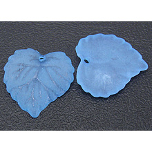 Honeyhandy Transparent Acrylic Pendants, Frosted, Leaf, Sky Blue, Dyed, about 16mm long, 15mm wide, 2mm thick, hole: 1.2mm