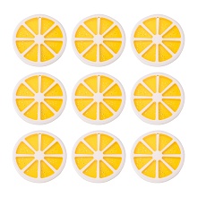 Honeyhandy Hawaii Lemon Slice Resin Glitter Powder Pendants, Flat Round, Yellow, Size: about 34~35mm in diameter, 3~4mm thick, hole: 2mm