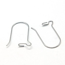 Honeyhandy 316 Surgical Stainless Steel Hoop Earrings Findings Kidney Ear Wires, 21 Gauge, 25x17mm, Pin: 0.7mm