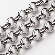 Honeyhandy 304 Stainless Steel Rolo Chains, Belcher Chain, Unwelded, Stainless Steel Color, 6x2mm