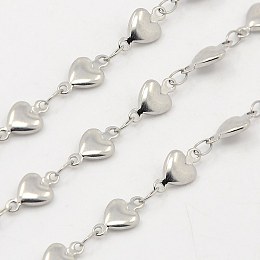 Honeyhandy 304 Stainless Steel Heart Chains, Decorative Chains, Soldered, Stainless Steel Color, 5.5x2mm