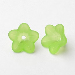 Honeyhandy Transparent Acrylic Beads, Frosted, Flower, Green, 13x7mm, Hole: 1mm, about 1865pcs/500g