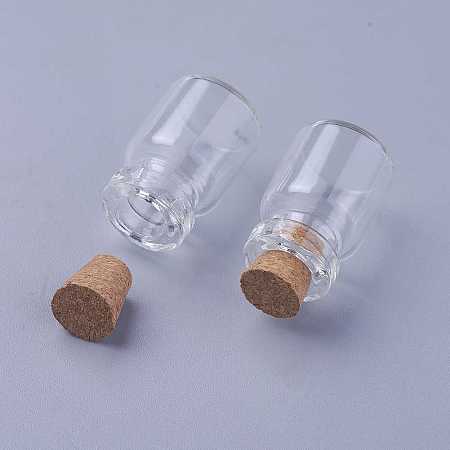 Honeyhandy Mini Cute Small Glass Jar Glass Bottles, Decorative Storage Pendants, Wishing Bottle, with Cork Stopper, Clear, 22x15mm, Bottleneck: 7mm, Capacity: 5ml(0.17 fl. oz)