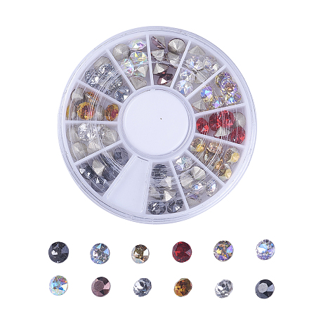 Honeyhandy K9 Glass Rhinestone Cabochons, Pointed Back & Back Plated, Faceted, Diamond, Mixed Color, 5.3x4mm, about 5pcs/color, 60pcs/box
