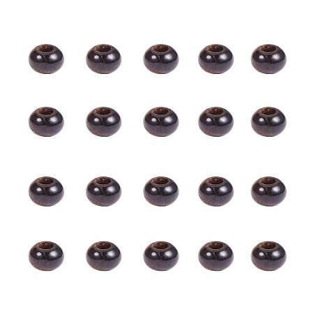 PandaHall Elite 20 Pieces 12mm Tiger's Eye Gemstone Large Hole Rondelle Loose Charms European Bead for Bracelet Necklace Jewelry Making Brown