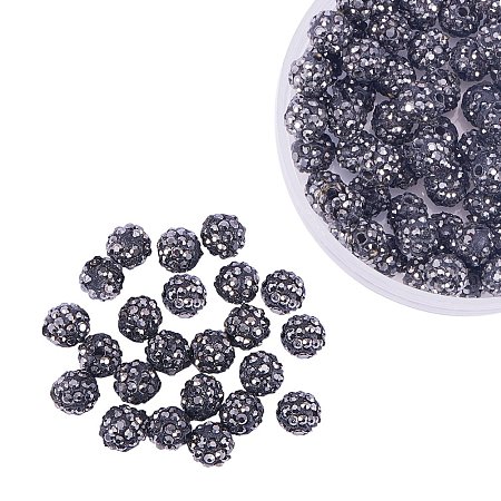 NBEADS 8mm 100pcs Pave Czech Crystal Rhinestone Disco Ball Clay Spacer Beads, Round Polymer Clay Charms Beads for Shamballa Jewelry Making