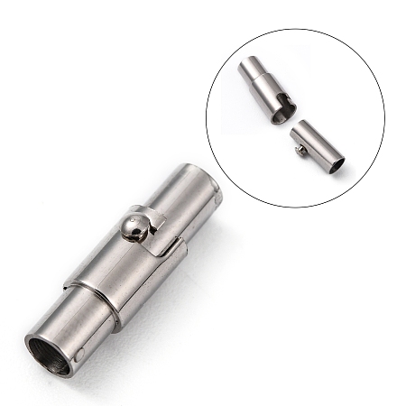 Honeyhandy Smooth 304 Stainless Steel Magnetic Screw Clasps, Column Magnetic Closure, Stainless Steel Color, 16.5x5mm, Hole: 3mm