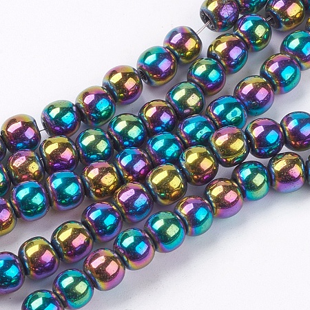 Arricraft 1Strand Grade A Non-Magnetic Synthetic Hematite Beads Strands, Color Plated, Round, Colorful, 6mm, Hole: 1mm
