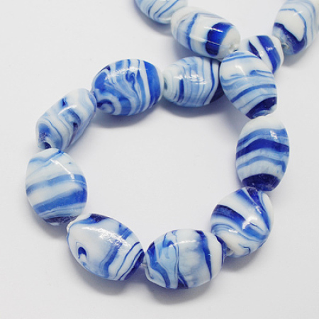 Honeyhandy Handmade Lampwork Beads, Oval, Royal Blue, 21x17x12mm, Hole: 1~3mm