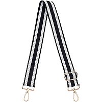NBEADS Nylon Adjustable Bag Strap, Wide Shoulder Strap Replacement Belt Adjustable Crossbody Handbag Stripe, 32~57.8" Long/1.5" Wide, Black & White Stripe