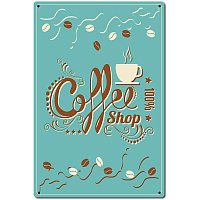 CREATCABIN Coffee Shop Metal Tin Signs Vintage Iron Painting Retro Plaque Poster for Home Kitchen Wall Bar Coffee Shop Decoration, 8 x 12 Inch