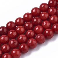 Honeyhandy Sea Bamboo Coral(Imitation Coral) Beads Strands, Dyed, Round, Dark Red, 5mm, Hole: 0.8mm, about 88~89pcs/Strand, 16.14 inch~16.30 inch