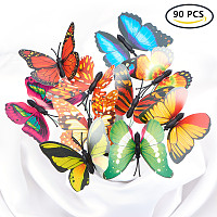 BENECREAT Colorful House Flowerpot Ornament Simulation Butterfly for Kids for Garden Decoration, 270~285mm