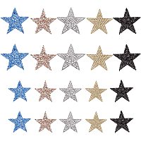 NBEADS 20 Pcs 5 Colors Rhinestone Star Stickers, 2 Sizes Crystal Glitter Rhinestone Stickers Iron on Stickers Sew On Patches Bling Star Patches Costume Accessories for Jeans Dress Home Decoration