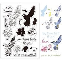 GLOBLELAND Hummingbird and Flowers Silicone Clear Stamps Lovebirds Transparent Stamps for Birthday Valentine's Day Cards Making DIY Scrapbooking Photo Album Decoration Paper Craft