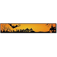 CREATCABIN Halloween Table Runner Pumpkins Spooky Bat Haunt House Decoration Rustic Cotton Linen Dresser Decor for Dinning Party Scary Movie Nights Tablecloth Decoration 70.8 x 11.8inch