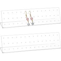 NBEADS 2 Pcs L-Shaped Earring Display Stand, 42 Holes Jewelry Organizer Stands Earring Clip on Holders for Retail Show Personal Use Shooting Props, L.W.H: 7.1x2x1.85"