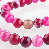 Nbeads Natural Gemstone Agate Round Bead Strands, Dyed, DeepPink, 8mm, Hole: 1mm; about 49pcs/strand, 14.96"