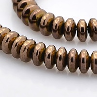 Honeyhandy Grade AAA Electroplate Non-magnetic Synthetic Hematite Rondelle Beads Strands, Copper Plated, 4x2mm, Hole: 1mm, about about 94pcs/strand, 7.8 inch