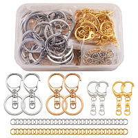 Honeyhandy DIY Keychain Kits, with Alloy Lobster Claw Clasps and Swivel Clasps, Iron Findings and Brass Jump Rings, Mixed Color, 120pcs/box