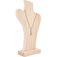 FINGERINSPIRE Wooden Freestanding Necklace Display Stand Necklace Bust Display Holder 5.1x1.9x9.4inch Bisque Wood Jewelry Display Rack Easel Jewelry Organizer Stands for Show