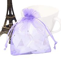 ARRICRAFT 100 Pcs 4x4.7 Inches MediumPurple Organza Drawstring Pouches Jewelry Party Wedding Favor Gift Bags with Glitter Powder