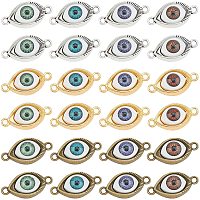 NBEADS 48 Pcs Evil Eye Beads, 12 Colors Necklace Connectors with Alloy Findings Evil Eye Pendants for DIY Bracelet Earrings
