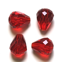 Honeyhandy Imitation Austrian Crystal Beads, Grade AAA, Faceted, teardrop, Dark Red, 8x10mm, Hole: 0.9~1mm