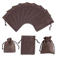 NBEADS 10 Pcs 4.7x3.5 Inch DeepCoffee Burlap Drawstring Bags Wedding Party Favors Jewelry Pouches Candy Gift Bags