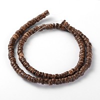 Honeyhandy Natural Coconut Column Bead Strands, Coconut Brown, 5x2~5mm, Hole: 1mm, about 134pcs/strand, 15.4 inch