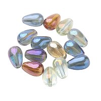 NBEADS 50 pcs/bag Full Rainbow Plated Mixed Color Electroplate Transparent Glass Drop Bead Strands with 8x13mm,Hole: 1mm
