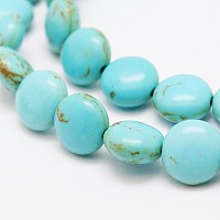 Honeyhandy Flat Round Synthesis Turquoise Beads Strands, Dyed, Turquoise, 10x5mm, Hole: 1mm, about 42pcs/strand, 15.7 inch