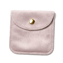 Honeyhandy Velvet Jewelry Storage Pouches, Square Jewelry Bags with Golden Tone Snap Fastener, for Earring, Rings Storage, Pink, 8x8x0.75cm