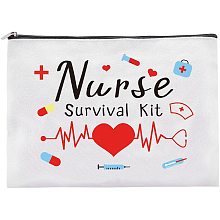 FINGERINSPIRE Nurse Theme Makeup Bag, 9x7 Inch Cosmetic Zipper Pouch for Purse Organizer, Canvas Bag Handbags Printing Pencil Bag for Nurse Practitioner Presents - Nurse Survival Kit