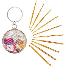 GORGECRAFT Crossbody Bags Hollow Out Cage Metal Round Ball Geometric Clutch Shoulder Bags Removable Golden Chain Strap 10Pcs Oxide Double Crochet Hooks DIY Tools for Women Party School Banquet