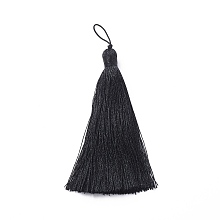 Honeyhandy Nylon Tassel Big Pendants, Black, 105x11mm