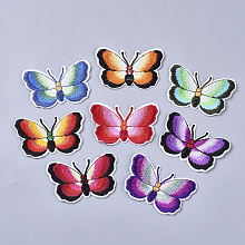 Honeyhandy Computerized Embroidery Cloth Iron On/Sew On Patches, Costume Accessories, Appliques, Butterfly, Mixed Color, 46x71x1.5mm, about 9colors, 1color/10pcs, 90pcs/bag