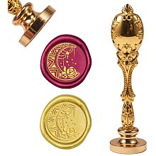 CRASPIRE Wax Sealing Stamp Flower on The Moon Retro Alloy Wax Seal Stamp 25mm Removable Brass Seal Head Metal Handle Stamp for Envelope Invitation Wedding Embellishment Bottle Decoration