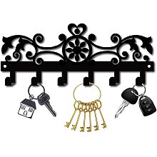 CREATCABIN Metal Key Holder Flower Hanger Organizer Rack Wall Mounted Decor Decorative 6 Hooks Heart for Entryway Front Door Kitchen Garage Office,with Screws and Anchors 10.6inch x 4.3inch