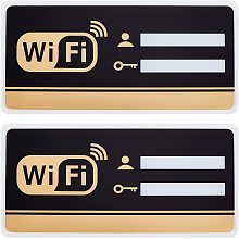 AHANDMAKER 2 Pcs Rectangle WiFi Password Sign, Acrylic WiFi Coverage Sign Wireless Network Coverage Sign with Adhesive for Meeting Room, Office, Coffee Shop, Library(10x20x0.3cm)