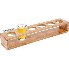 NBEADS 6 Shot Glass Holder, Hole: 1.53 Inch Shot Glass Tray Bamboo Shot Glass Serving Tray Shot Glass Storage Shot Glass Display Bar Accessories for Wine Glasses Water Planting Tube Crystal Ball