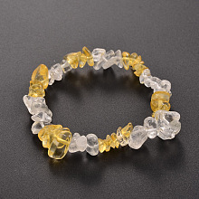 Honeyhandy Chips Citrine(Dyed & Heated) Beaded Stretch Bracelets, 50mm