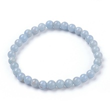 Honeyhandy Natural Angelite Stretch Bracelets, Round, 2-1/8 inch(5.5cm)