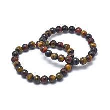 Honeyhandy Natural Tiger Eye Bead Stretch Bracelets, Round, 2 inch~2-1/8 inch(5.2~5.5cm), Bead: 10mm