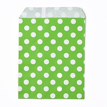 Honeyhandy Kraft Paper Bags, No Handles, Food Storage Bags, Polka Dot Pattern, Green, 18x13cm